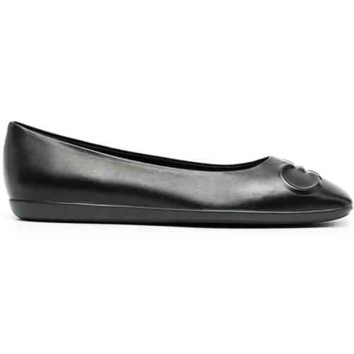 Gancini-Embossed Ballerina Flats , female, Sizes: 2 UK - Salvatore Ferragamo - Modalova