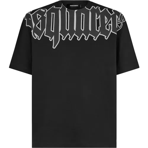 Loose Fit Gothic Logo T-Shirt , male, Sizes: XS, M, S - Dsquared2 - Modalova