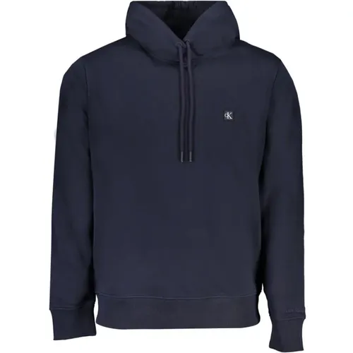 Blauer Baumwoll-Hoodie mit Logodetails , Herren, Größe: XL - Calvin Klein - Modalova