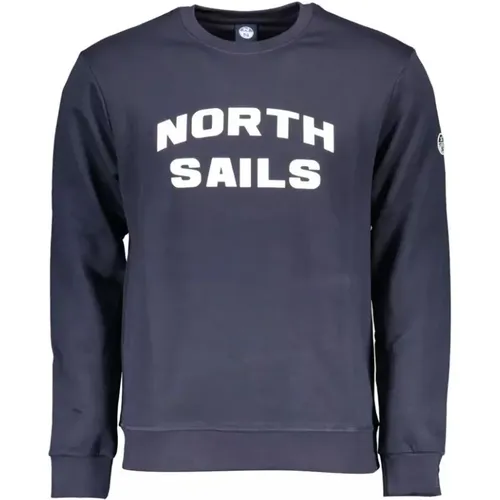 Blau bedruckter Pullover mit langen Ärmeln , Herren, Größe: M - North Sails - Modalova