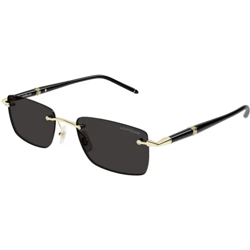 Gold Grey Sunglasses Mb0344S 001 , male, Sizes: 54 MM - Montblanc - Modalova
