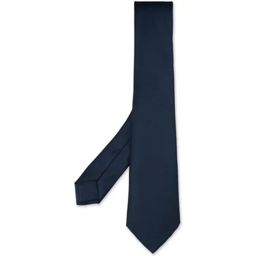 Ties, male, , Size: ONE SIZE Solid Navy Silk Tie - Kiton - Modalova