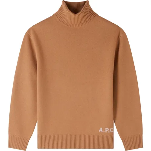 Turtlenecks, male, , Size: S Camel Wool Polo Sweater - A.p.c. - Modalova