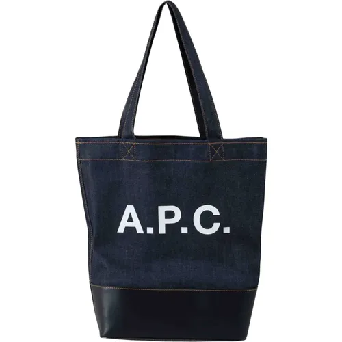 Denim Shopper Tasche mit Lederbesatz - A.P.C. - Modalova