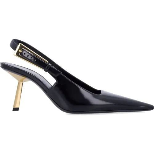 Schwarze Leder Slingback Pumps - Saint Laurent - Modalova