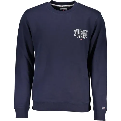 Blauer Sweatshirt mit Druck , Herren, Größe: 2XL - Tommy Hilfiger - Modalova