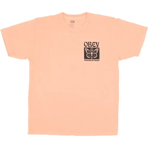 T-Shirts, male, , Size: XL Peace Weapon Classic Tee Pigment Peach - Obey - Modalova