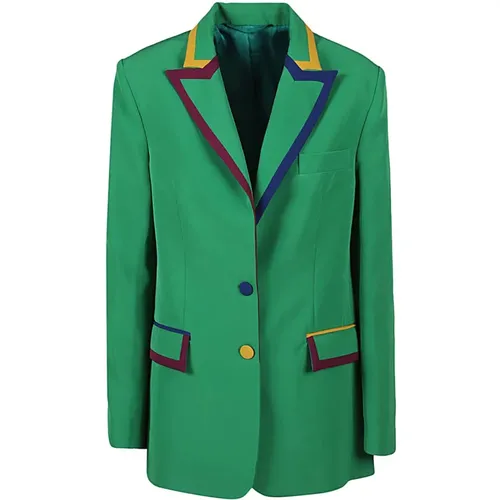 Blazers, female, , Size: 2XS Contrast-Trim Blazer - Alessandro Enriquez - Modalova