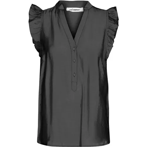 Bluse mit Volants und V-Ausschnitt , Damen, Größe: M - Co'Couture - Modalova