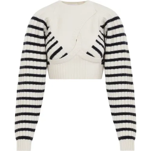 Gerippter Mariniere Crop Pullover , Damen, Größe: M - Jean Paul Gaultier - Modalova