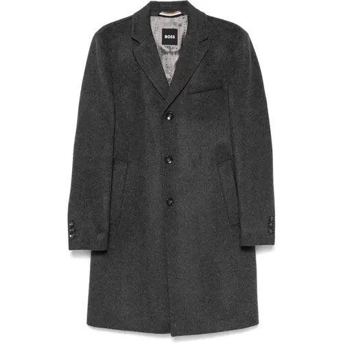 Wool Cashmere Coat with Button Closure , male, Sizes: L, M, 2XL, 3XL - Hugo Boss - Modalova