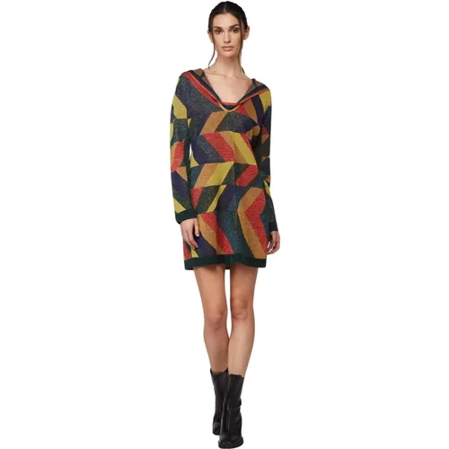 Geometric Hooded Knit Dress , female, Sizes: M - Twinset - Modalova