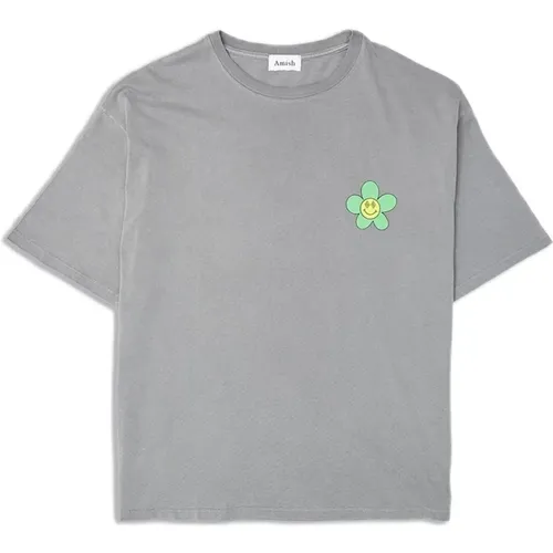 Jersey Grey Grafik T-Shirt , Herren, Größe: S - Amish - Modalova