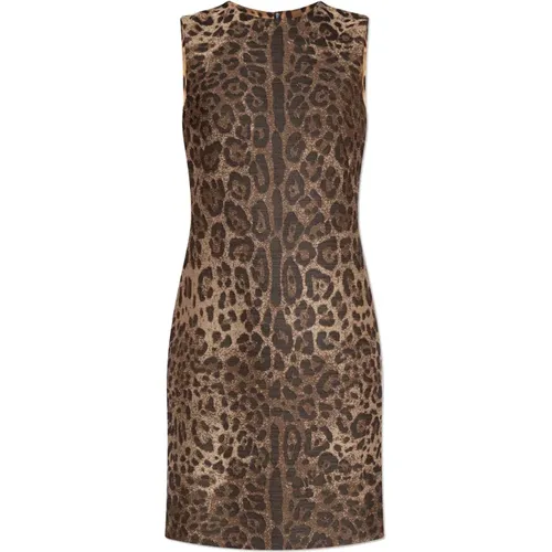 Dress with animal motif , female, Sizes: S - Dolce & Gabbana - Modalova