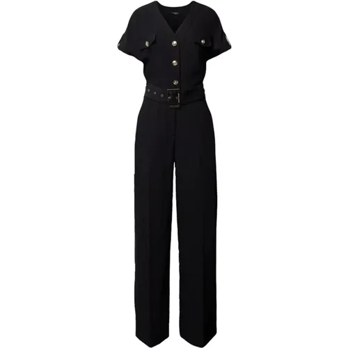 Schwarzer Jumpsuit mit Gürtel , Damen, Größe: L - Guess - Modalova