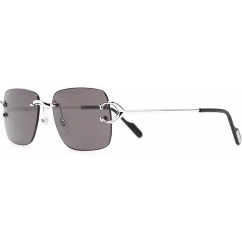 Silver Sunglasses for Everyday Use , male, Sizes: 57 MM - Cartier - Modalova