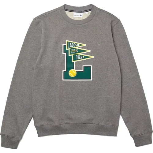 Cotton Badge Sweatshirt with Fanfare Style , male, Sizes: L, S - Lacoste - Modalova