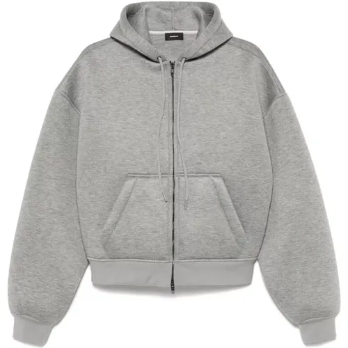 Zip-throughs, female, , Size: S Heather Grey Hoodie Zip Sweatshirt - Wardrobe.nyc - Modalova