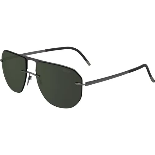 Sunglasses, male, , Size: ONE SIZE Accent Shades Sunglasses Anthracite/Green - Silhouette - Modalova