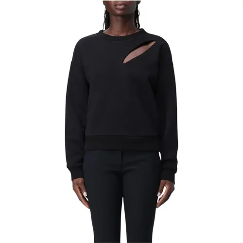 Sweatshirts, female, , Size: XS Grey Long Sleeve Sweater with Cutout Detail - alexander mcqueen - Modalova