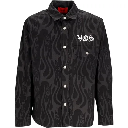 Flames Print Long Sleeve Shirt , male, Sizes: S, XL, L, M - Vision OF Super - Modalova