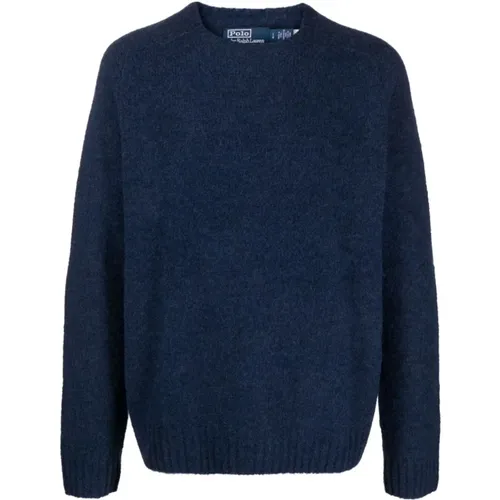 Navy Knitted Crew Neck Sweater , male, Sizes: L, XL - Ralph Lauren - Modalova