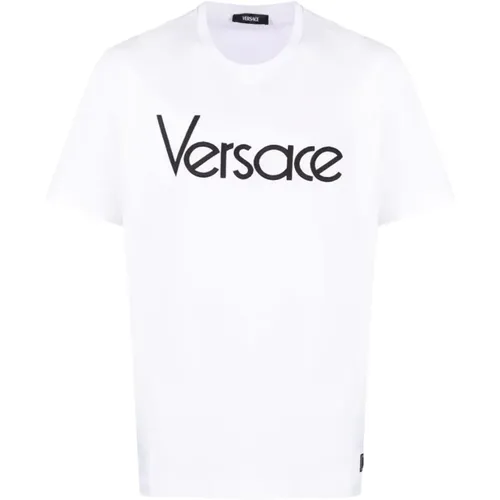 T-Shirts, male, , Size: S Logo Embroidered T-shirts and Polos - Versace - Modalova