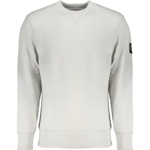 Grauer Sweatshirt mit Langen Ärmeln und Kontrastdetails , Herren, Größe: M - Calvin Klein - Modalova