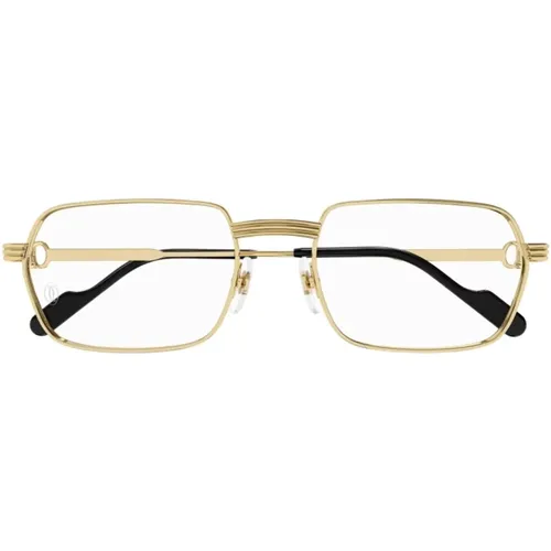 Glasses, male, , Size: 56 MM Gold Rectangular Metal Eyeglasses Premiere Ct0483O - Cartier - Modalova