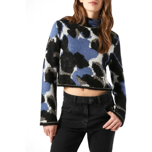 Blauer Jacquard Pullover mit Pailletten - Pennyblack - Modalova