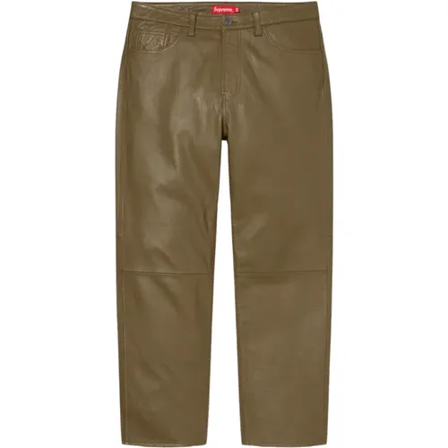 Classic Leather 5-Pocket Jeans Olive , female, Sizes: W30 - Supreme - Modalova