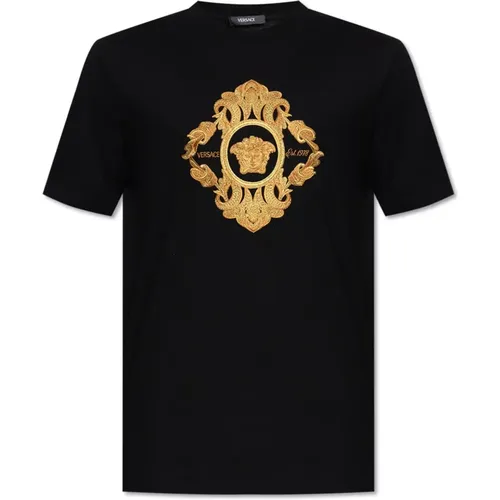 T-Shirts, male, , Size: M T-shirt with logo - Versace - Modalova