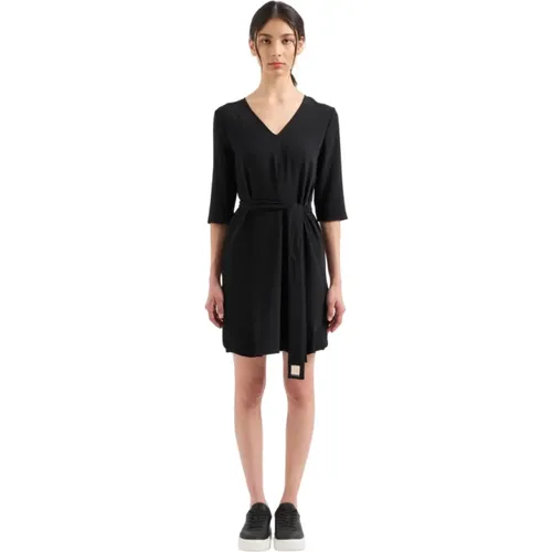 V-Neck Dress Elegant Style , female, Sizes: 3XS, XS, 2XS - Armani Exchange - Modalova