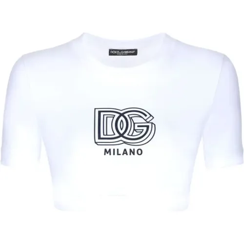 Logo Print T-Shirt , Damen, Größe: 2XS - Dolce & Gabbana - Modalova