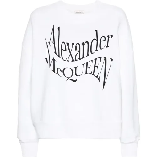 Crewneck Sweatshirt with Logo Print , female, Sizes: S, 2XS, XS, 3XS - alexander mcqueen - Modalova