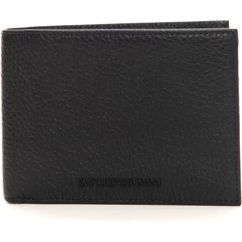 Wallets & Cardholders, male, , Size: ONE SIZE Hammer Leather Wallet with Cardholder Compartments - Emporio Armani - Modalova