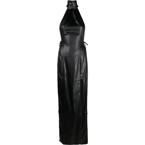 Schwarzes HalterneckKunstlederkleid , Damen, Größe: L - Ludovic de Saint Sernin - Modalova