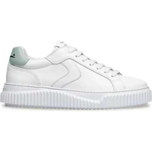 Weiße Sneaker mit Minzgrüner Ferse - Voile blanche - Modalova