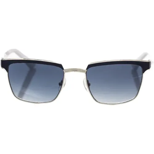 Clubmaster Sonnenbrille Schwarz Leder Blaue Linse - Frankie Morello - Modalova