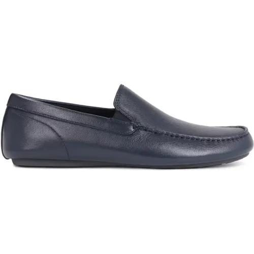 Herren marineblaue Leder-Slip-On-Mokassins , Herren, Größe: 44 EU - Kazar - Modalova