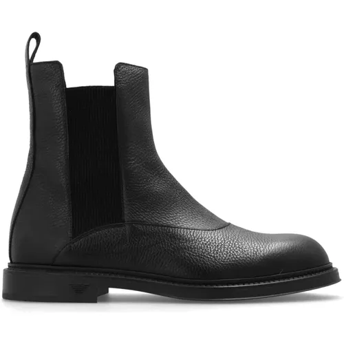 Chelsea Boots, male, , Size: 9 1/2 US Leather Chelsea boots - Emporio Armani - Modalova