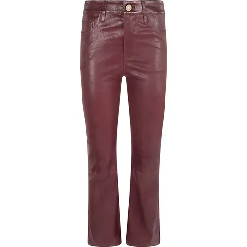 Luxurious Wine Leather Jeans Aw24 , female, Sizes: W29, W28, W25, W27 - Frame - Modalova