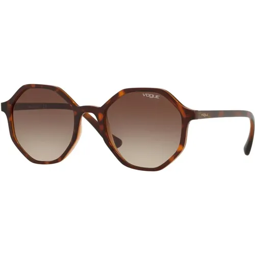 Havana Sunglasses with Brown Shaded Lenses , female, Sizes: 52 MM - Vogue - Modalova