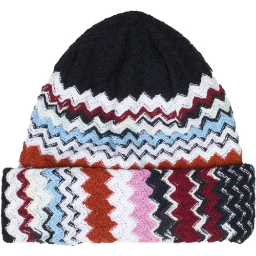 Beanies, female, , Size: ONE SIZE Zig Zag Wool Beanie Hat - Missoni - Modalova