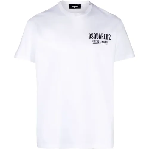 Weißes Baumwoll-T-Shirt Hergestellt in Italien , Herren, Größe: 2XL - Dsquared2 - Modalova