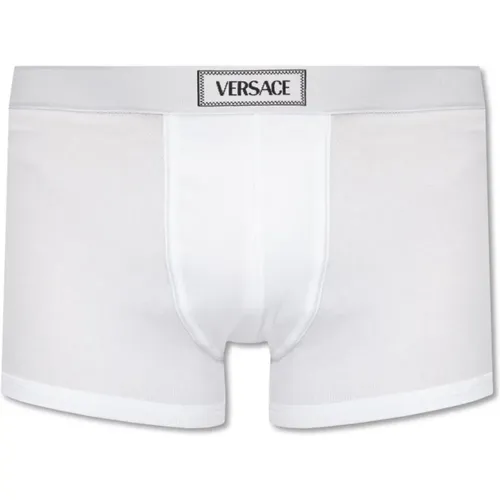 Ribbed boxers with logo , male, Sizes: XL, S, L, 2XL, M - Versace - Modalova