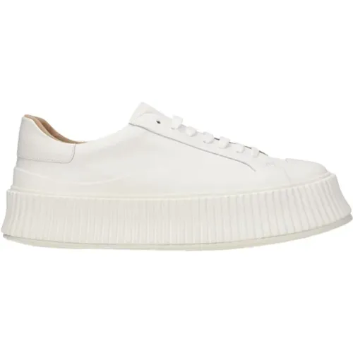 Sneakers, female, , Size: 10 US Leather Lace-Up Sneakers with Mid Heels - Jil Sander - Modalova