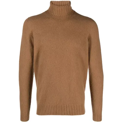 Camel Wool Turtleneck with High Neck , male, Sizes: 2XL - Drumohr - Modalova