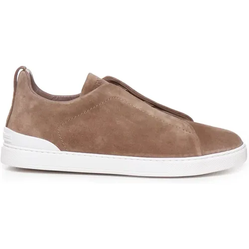 Sneakers, male, , Size: 9 1/2 US Suede Sneakers - Ermenegildo Zegna - Modalova