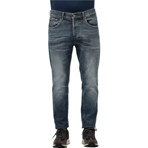 Straight Jeans, male, , Size: W38 Dark denim carrot jeans - Dondup - Modalova